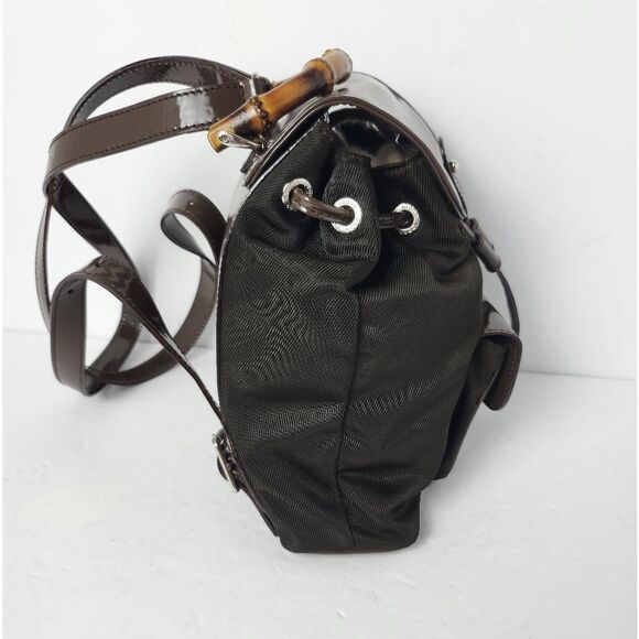 Gucci Bamboo Backpack Nylon Enamel Brown Made In Italy 8x8 main image 12